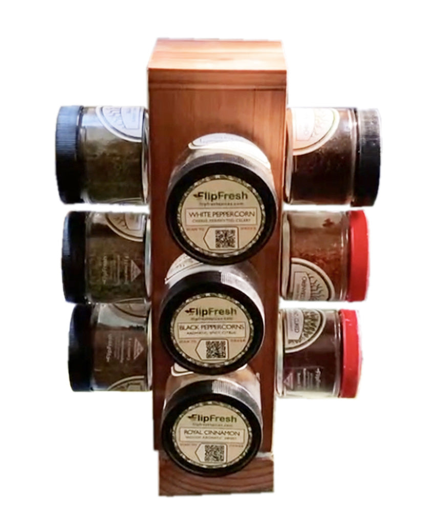 Twelve Jar Spice Set and Rotating Rack