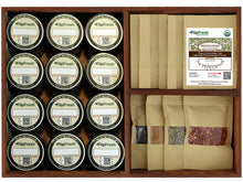 Load image into Gallery viewer, Complete Set of 12 &#39;Core&#39; Spices with Jars with Handmade Redwood Box
